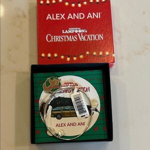 Alex and Ani Silver and Green Charm Bracelet